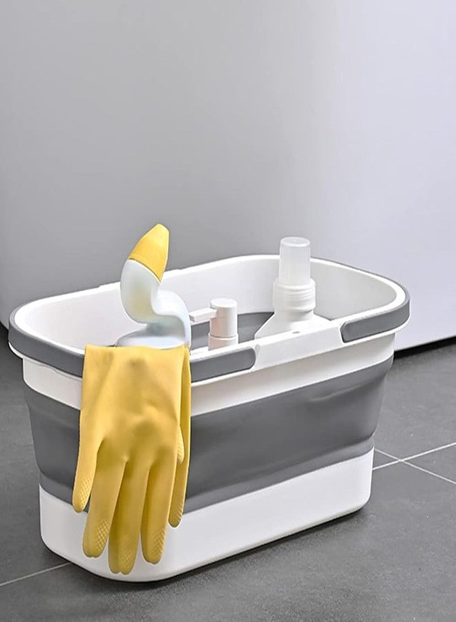 Runmay Collapsible Plastic Bucket with Wheels for House Cleaning, Camping, and Purpose Rectangular Handy Basket Cleaning Mop Lightweight and Portable - Image 3